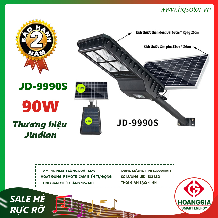 Đèn đường năng lượng mặt trời JinDian-90w